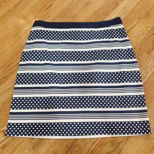 VINEYARD VINES polka dot mini skirt blue white 2 jacquard preppy coastal office